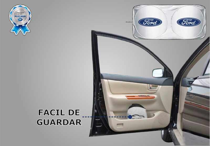 PARASOL CUBRESOL ANTIUV PLEGABLE C/ VENTOSAS LOGO FORD - Imagen 4